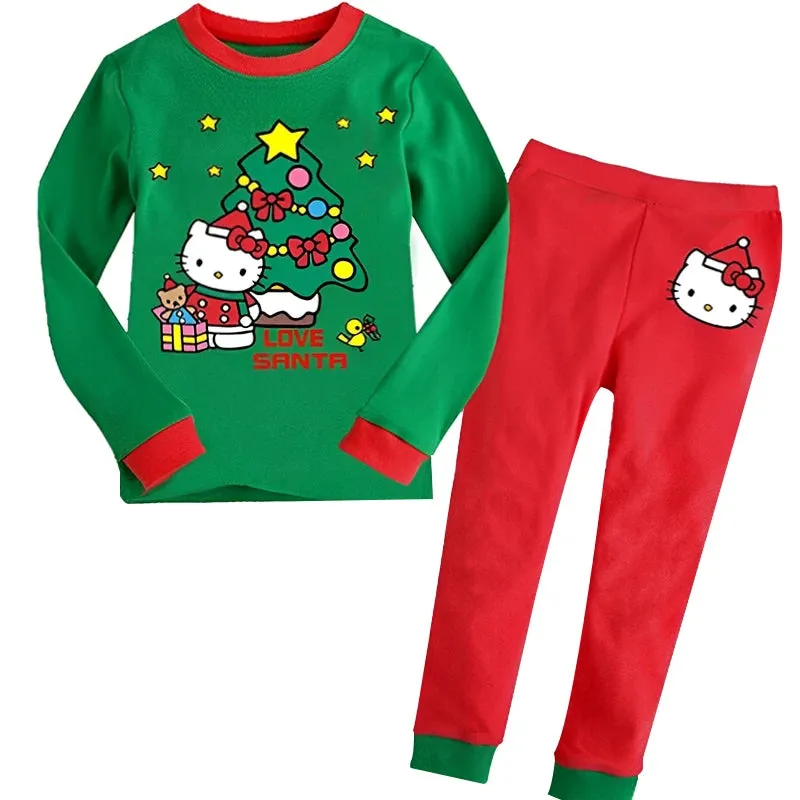 KC - Kids Cotton Pajamas: Hello Kitty long-sleeve set, cute cartoon design for autumn nights