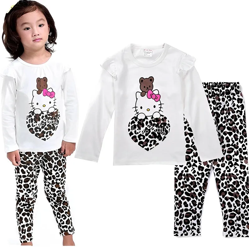 KC - Kids Cotton Pajamas: Hello Kitty long-sleeve set, cute cartoon design for autumn nights