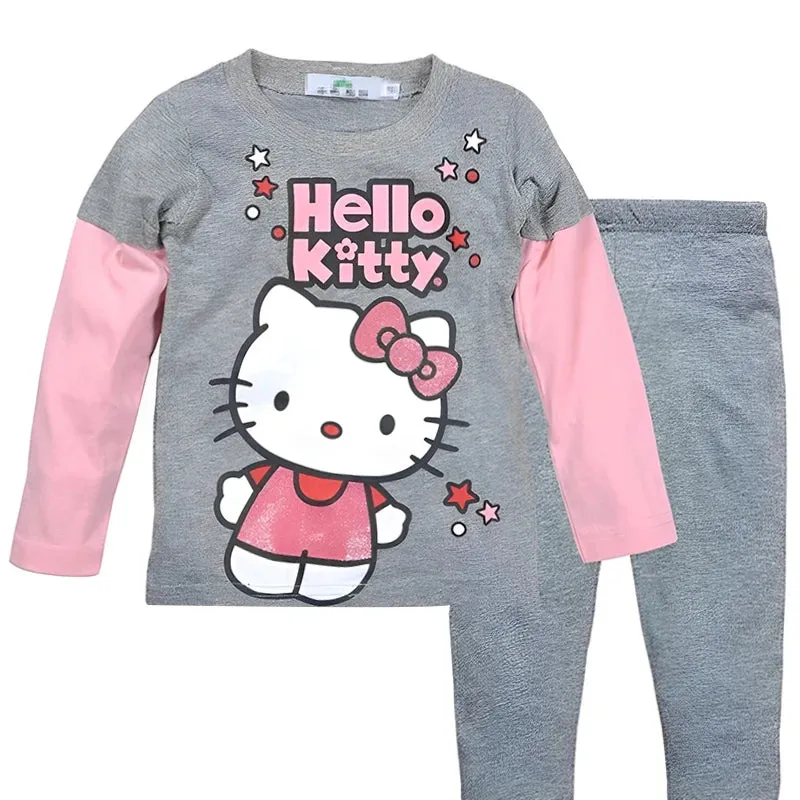 KC - Kids Cotton Pajamas: Hello Kitty long-sleeve set, cute cartoon design for autumn nights