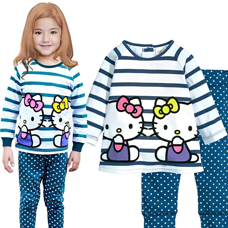 KC - Kids Cotton Pajamas: Hello Kitty long-sleeve set, cute cartoon design for autumn nights