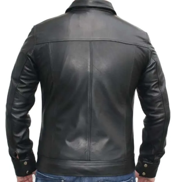 KRICK MOTER Biker Leather Jacket Front Four Pocket BACK