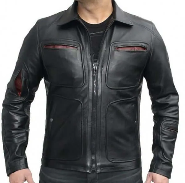 KRICK MOTER Biker Leather Jacket Front Four Pocket BACK