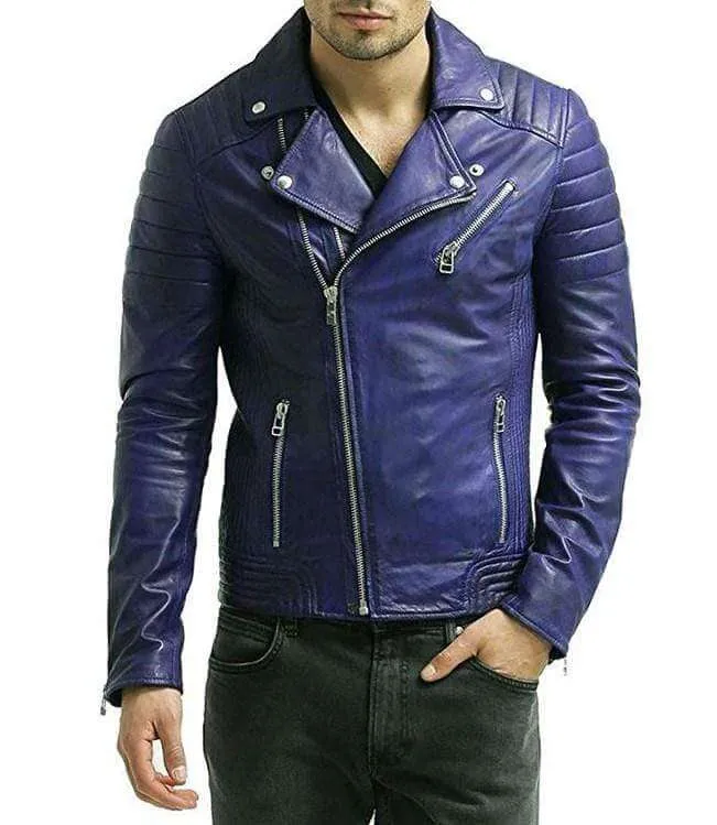 Leather Men's Lambskin Leather Bomber Biker Jacket