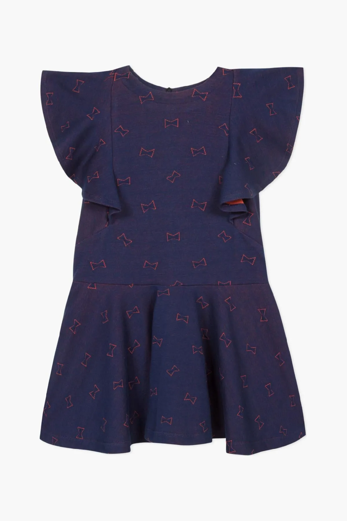 Lili Gaufrette Bow Print Girls Dress