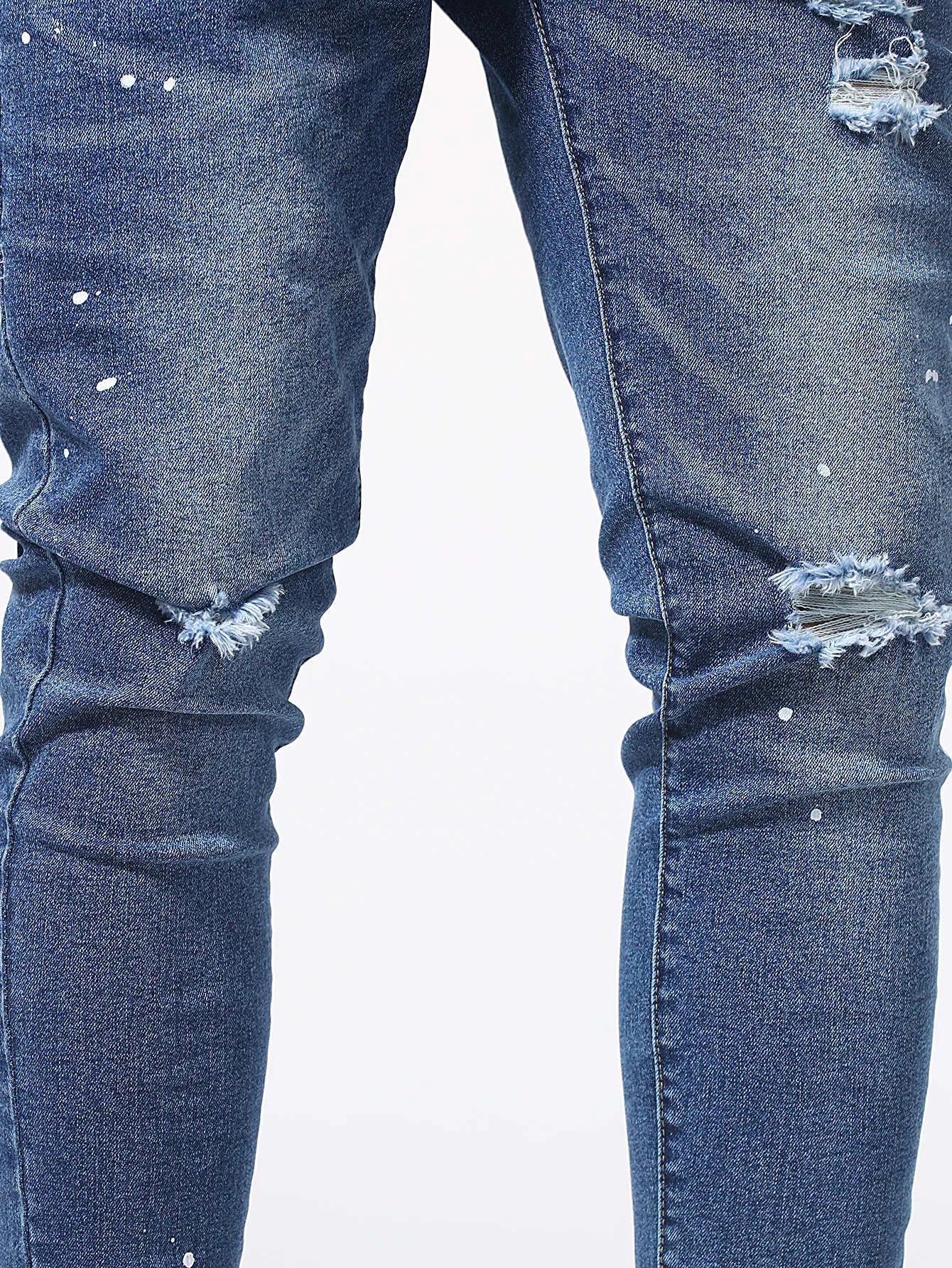 Manfinity Men Paint Splatter Pattern Ripped Jeans