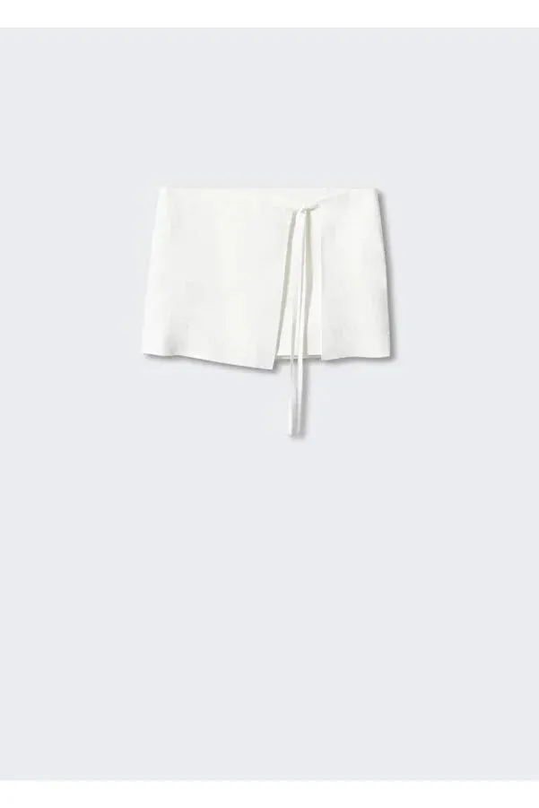 Mango Women's White Linen wrap skirt