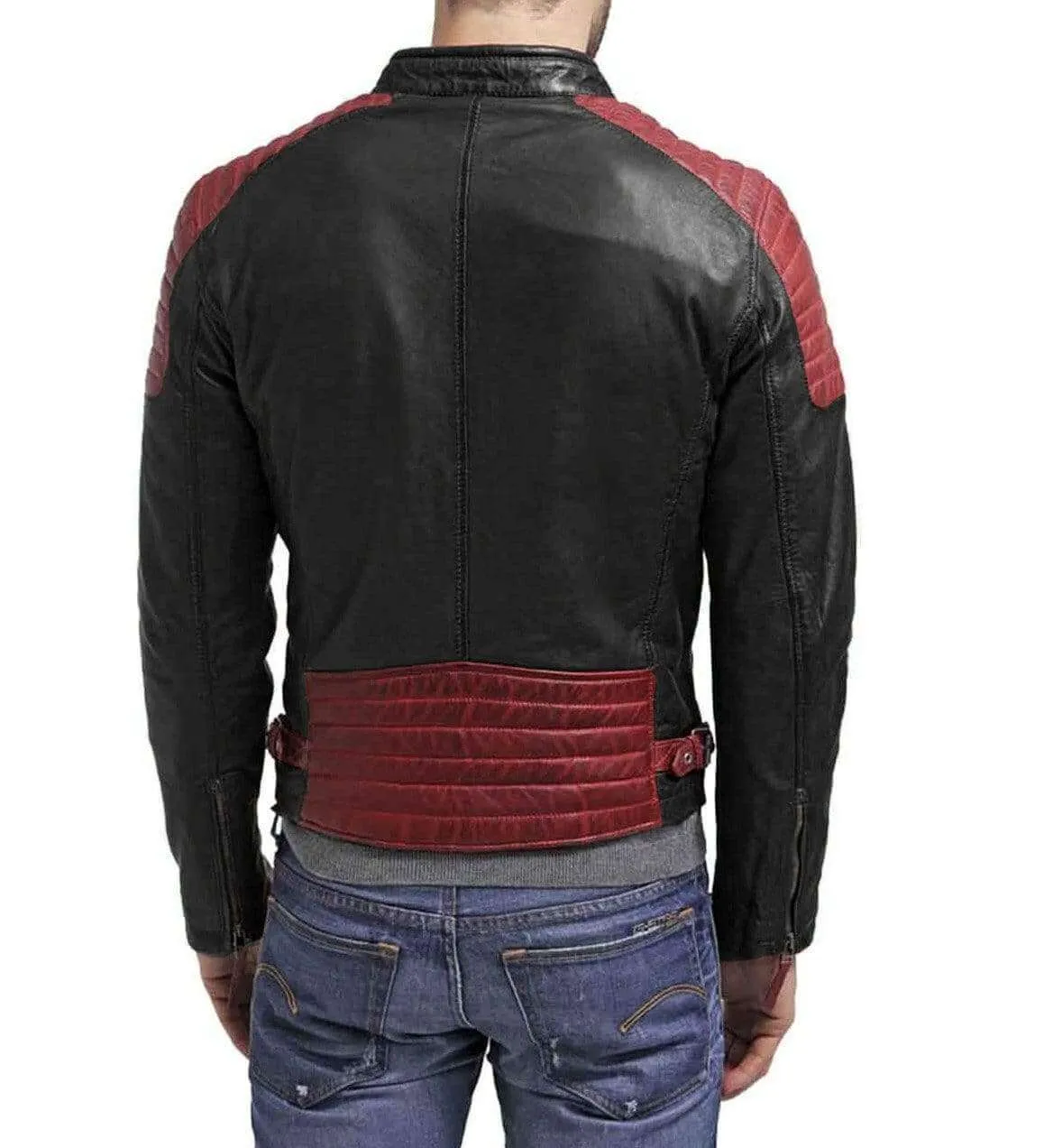 Men black Red leather jacket, Motorbike Designer Leather For Men