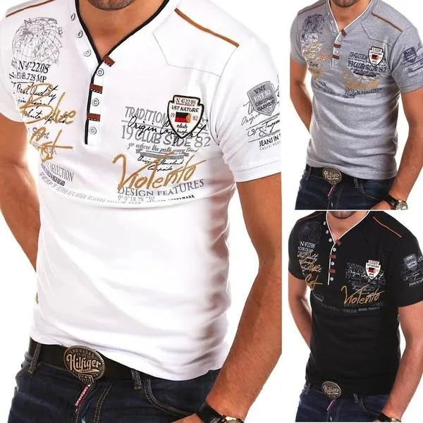 Men Cotton Print Design Short Sleeve T-shirt