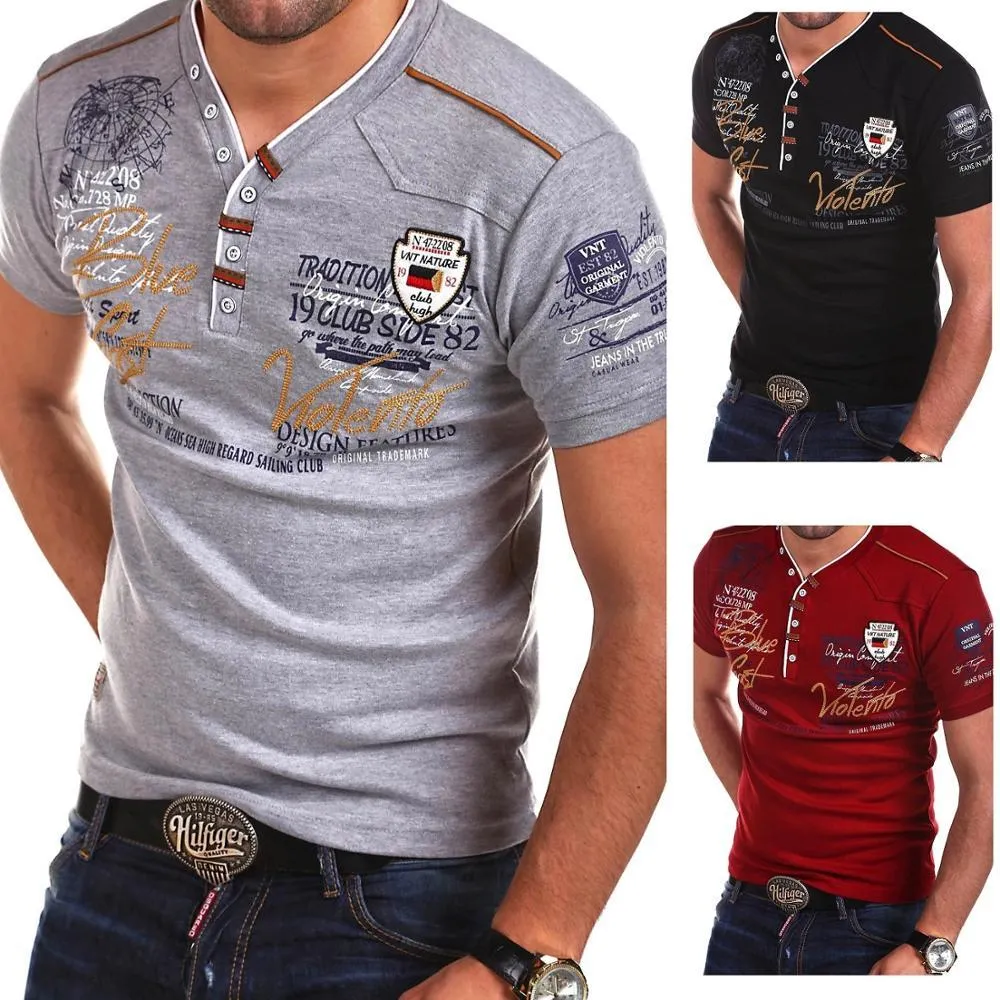 Men Cotton Print Design Short Sleeve T-shirt