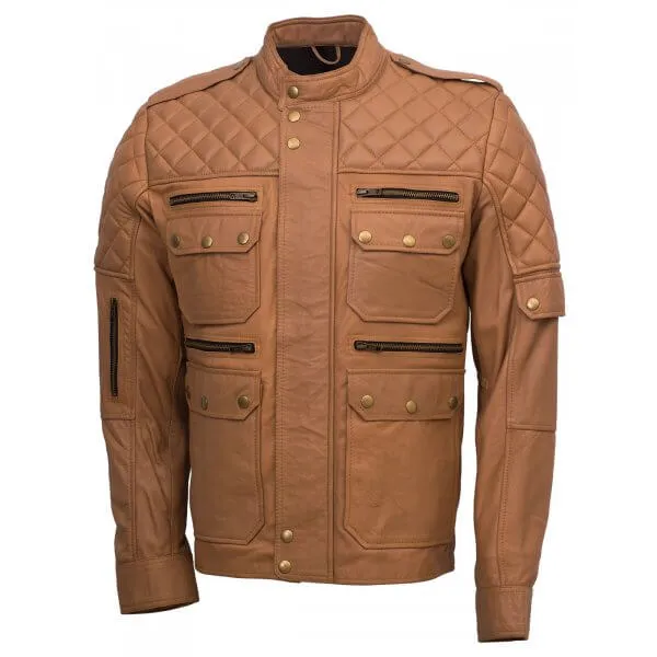 Men Sheepskin Tan Leather Jacket ,Men's Stylish Four Pocket Jacket