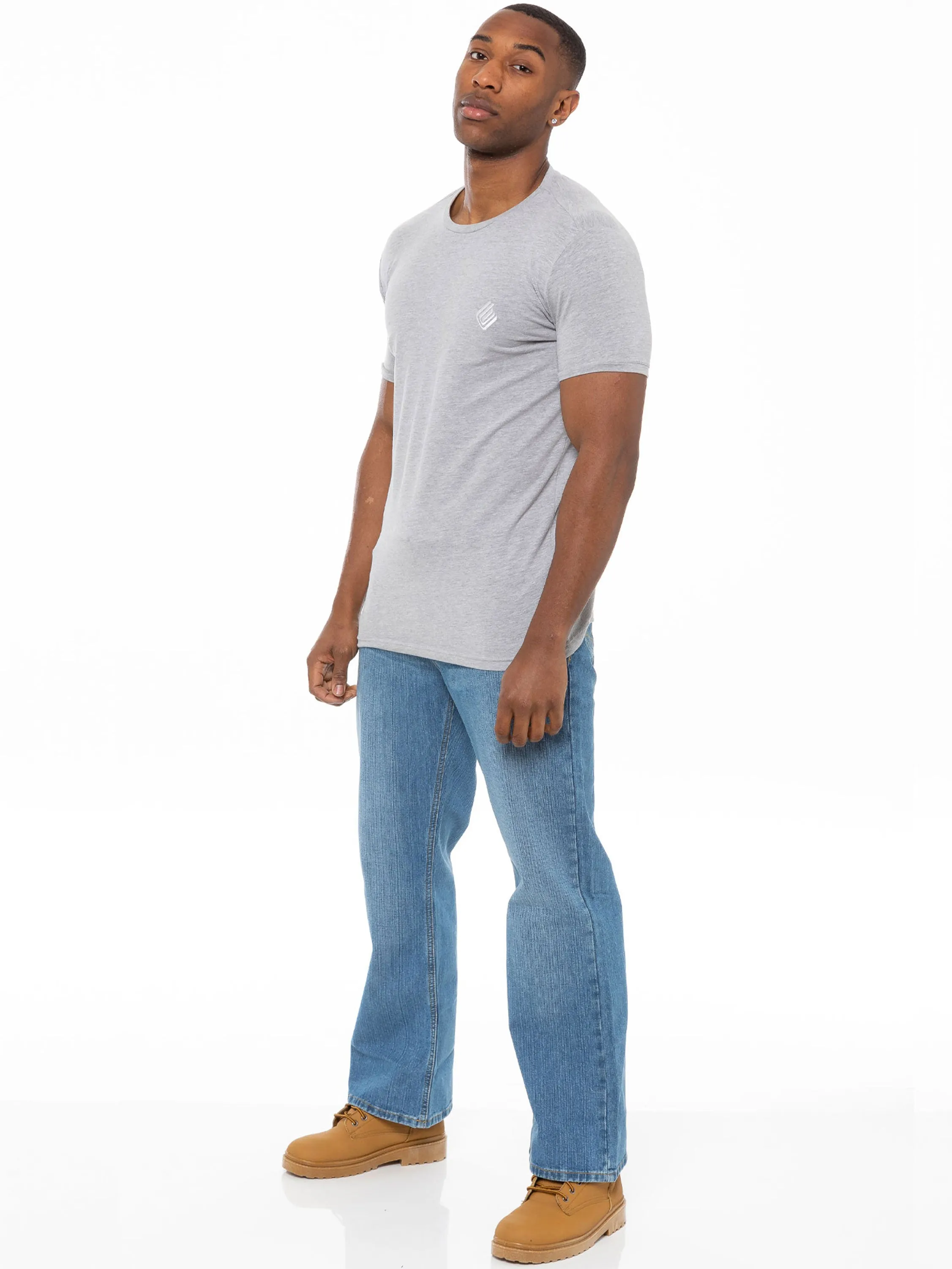 Men's Blue Wash Boot Cut Denim Jeans | FBM Designer Menswear