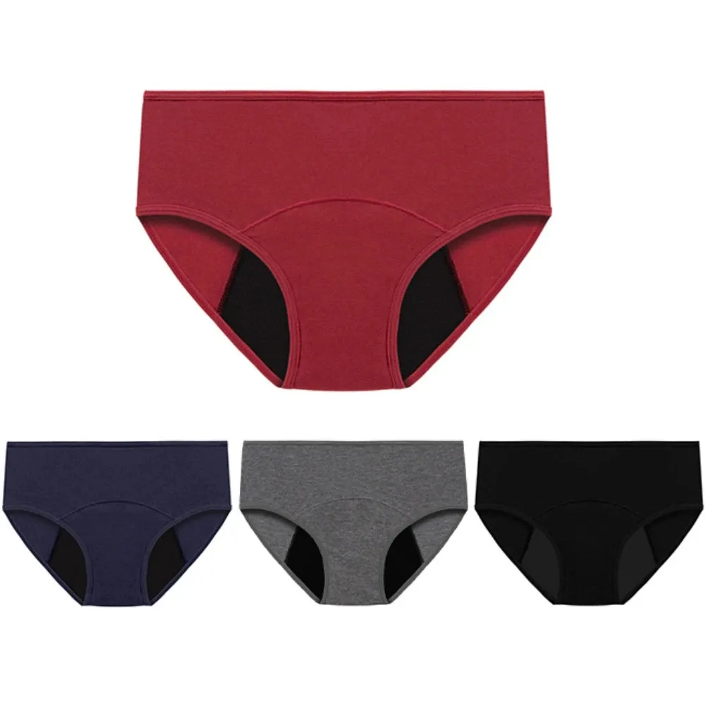 Mid-Waist Absorbent Menstrual Underwear for Women - Leakproof Cotton Stretch Panties