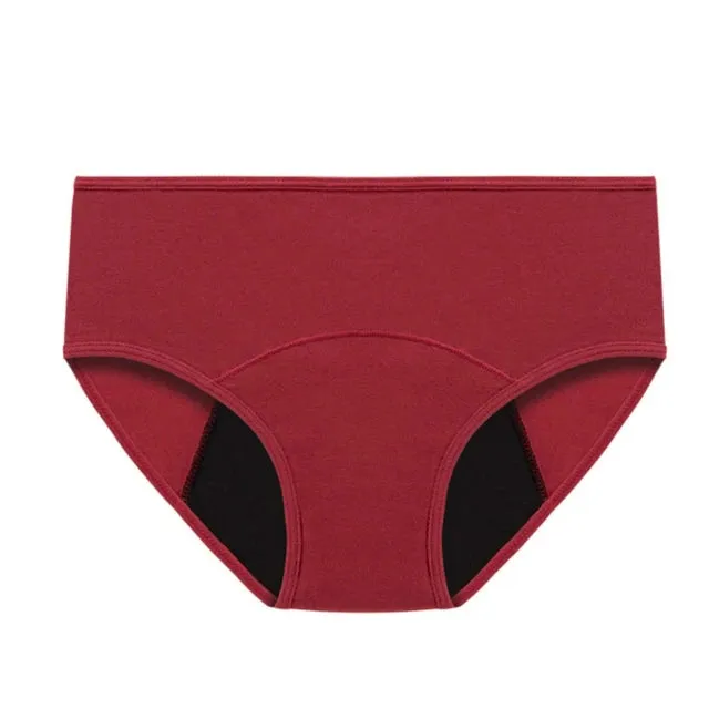 Mid-Waist Absorbent Menstrual Underwear for Women - Leakproof Cotton Stretch Panties