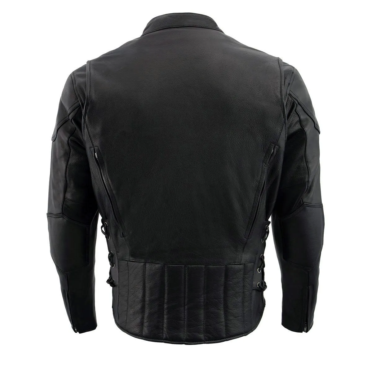 Milwaukee Leather ML1010 Men's Side Lace Vented Black Leather Scooter Jacket