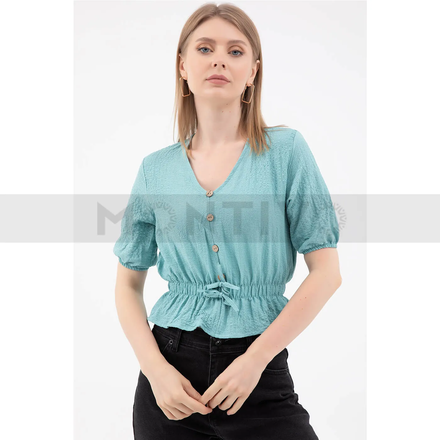 Mint Waist Pleated Top