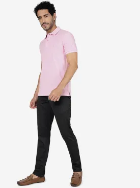 Mist Pink Solid Slim Fit Polo T-Shirt | Greenfibre