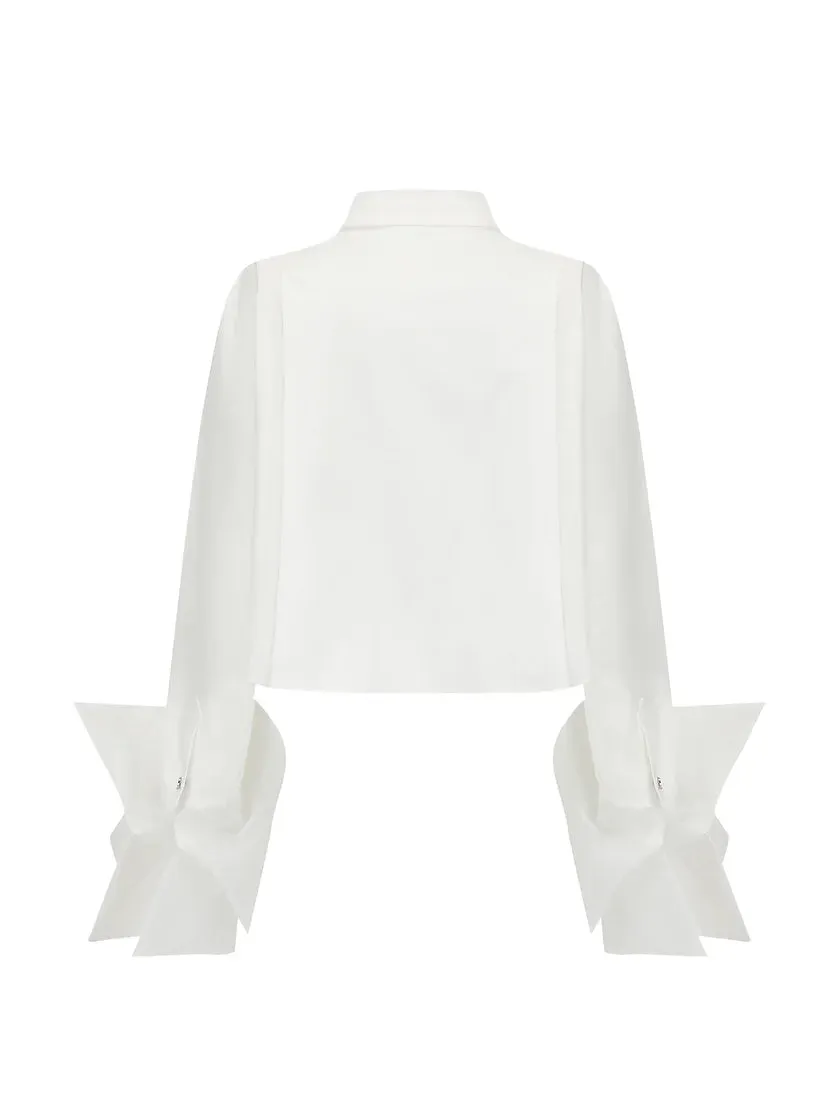 Organza cropped shirt-white