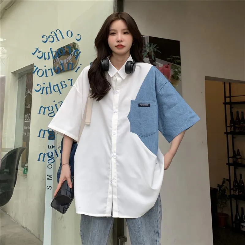 Patchwork Patched Pocket Casual Button Shirt