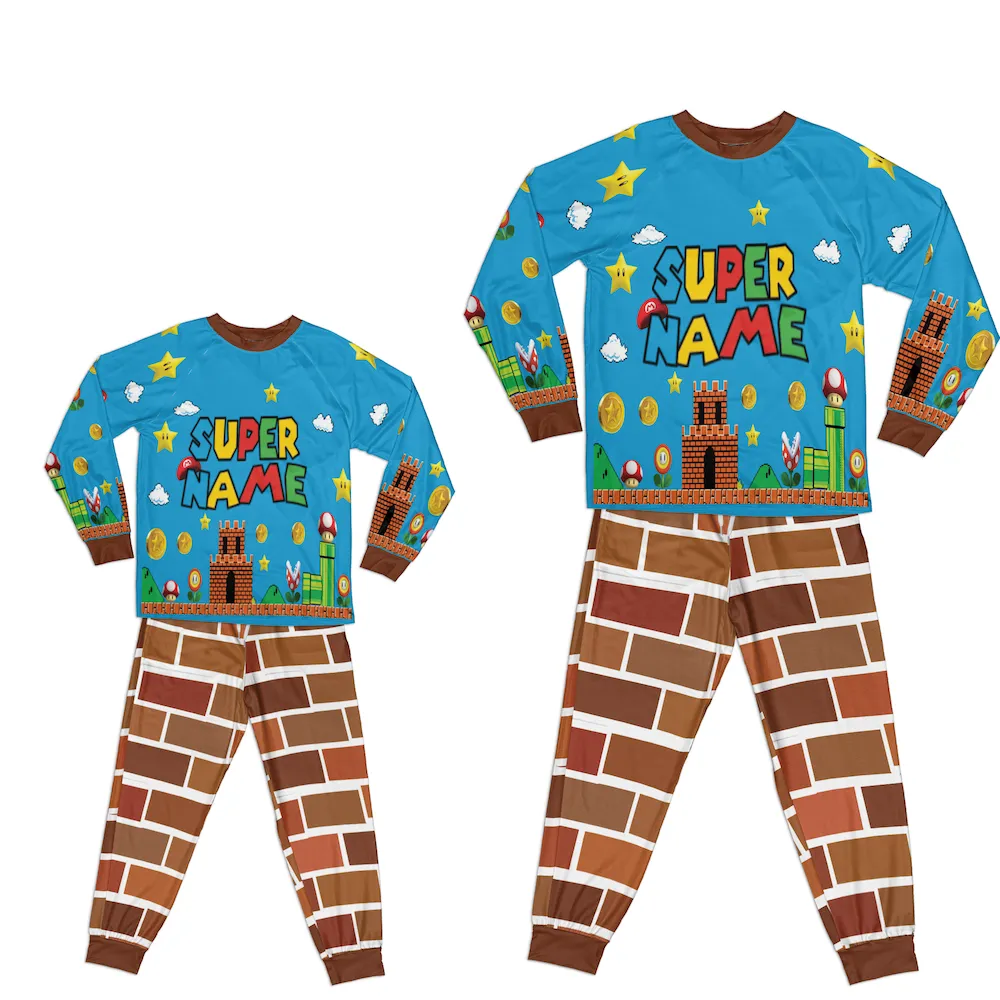 Personalized Family Pajama Sets | Matching Xmas Jammies for KIDS | Christmas Holiday family PJs | SUPER Video Game nightsuit