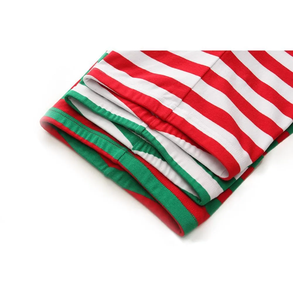 Red Green Christmas Kids Sleepwear Stripes Top Pants Pajamas Set