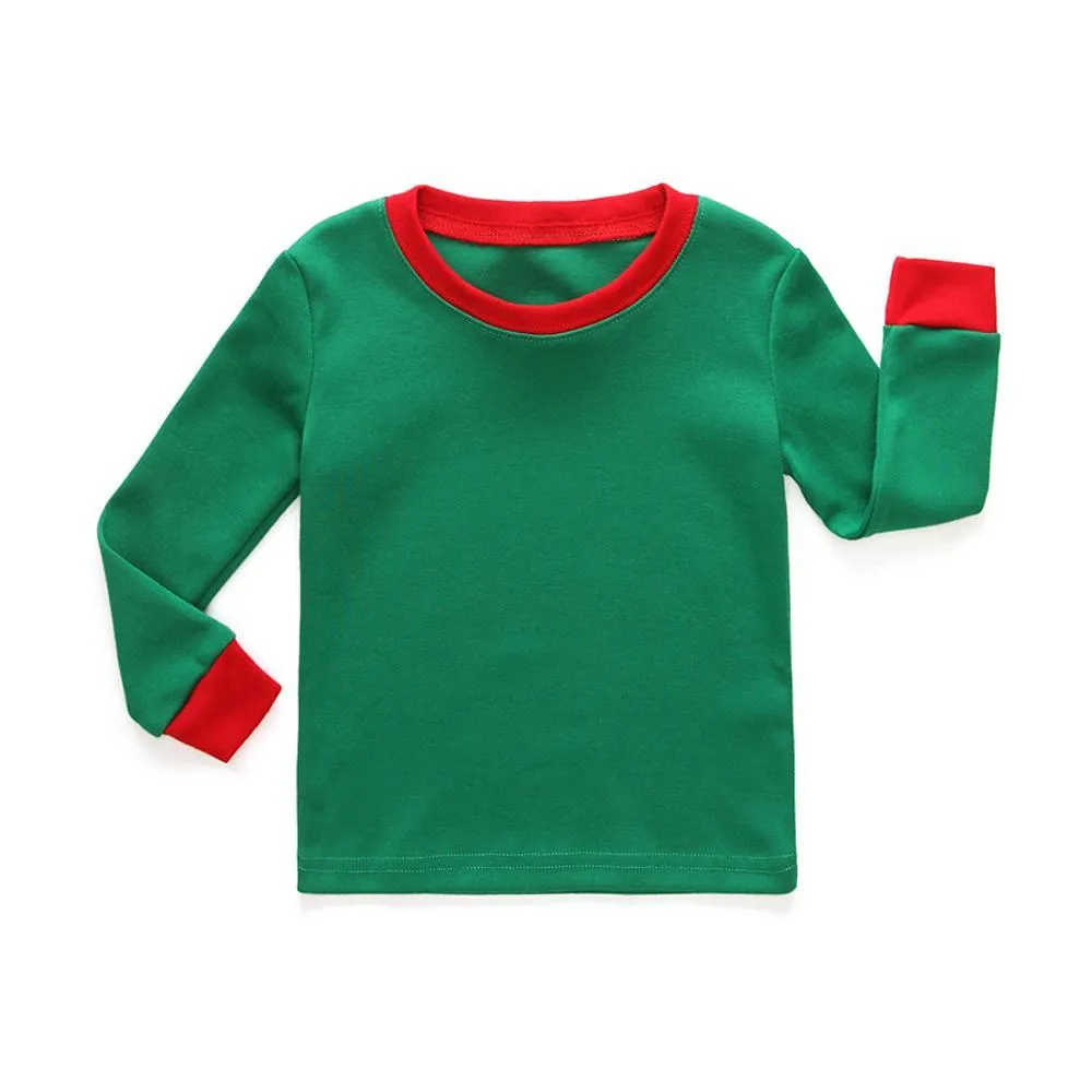 Red Green Christmas Kids Sleepwear Stripes Top Pants Pajamas Set