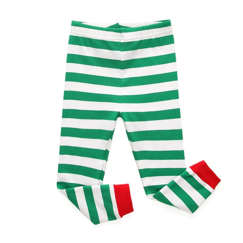 Red Green Christmas Kids Sleepwear Stripes Top Pants Pajamas Set