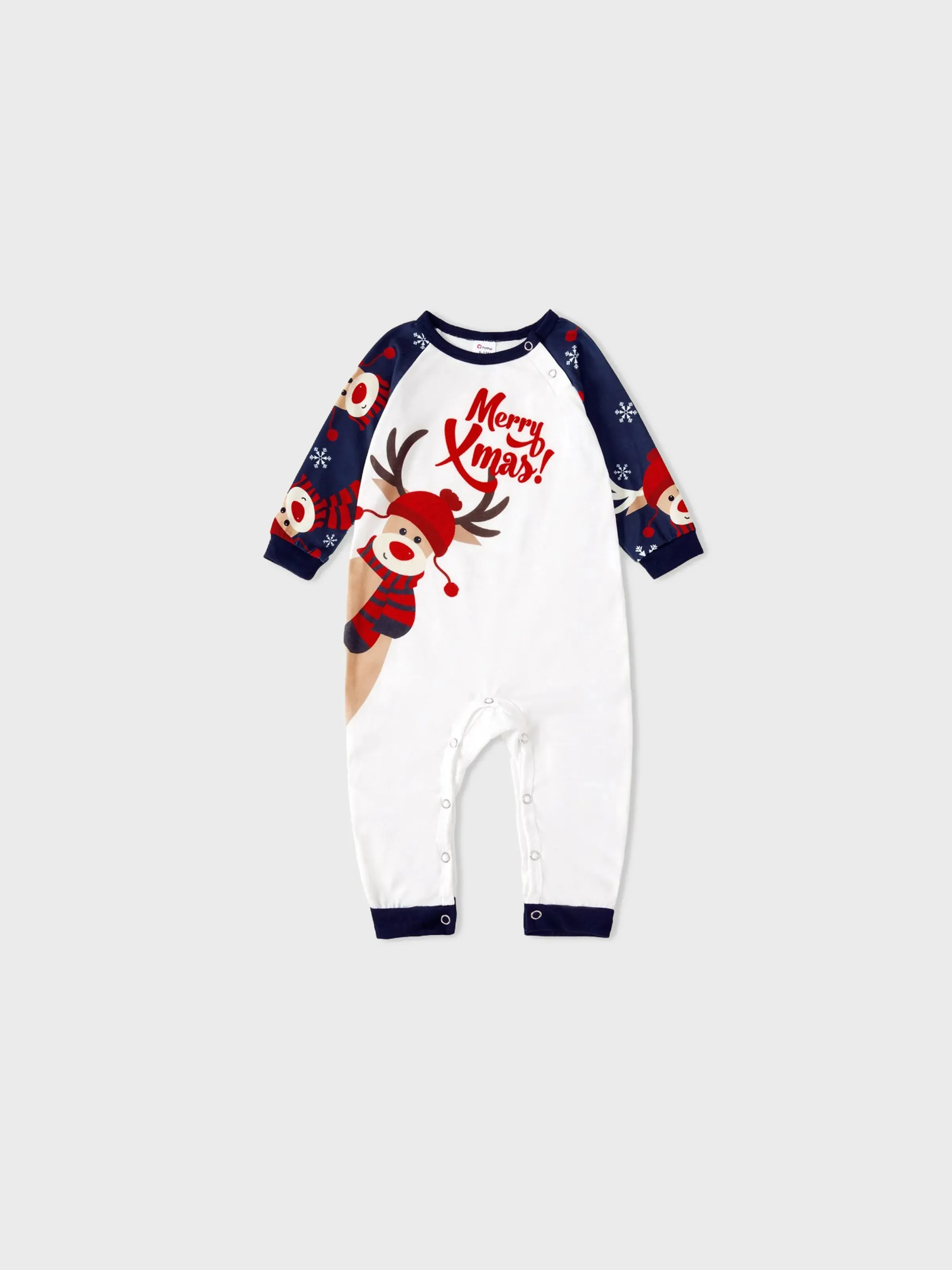 Reindeer Graphic Printed With Raglan Sleeves Family Matching Set