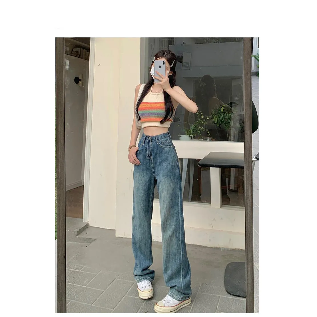 Retro Loose Fit High-Quality Cropped & Regular & Long Straight Leg Jeans