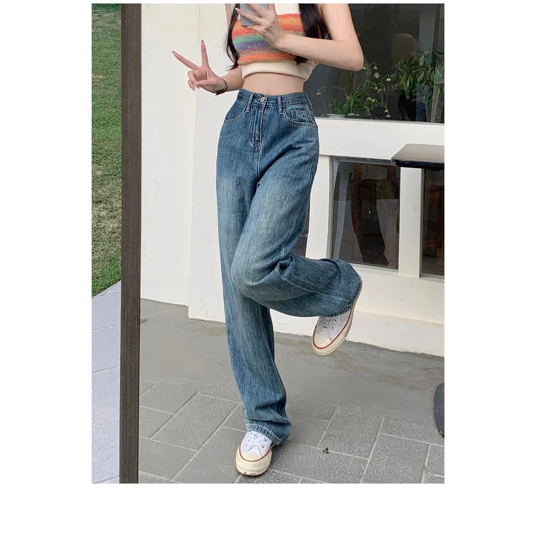 Retro Loose Fit High-Quality Cropped & Regular & Long Straight Leg Jeans