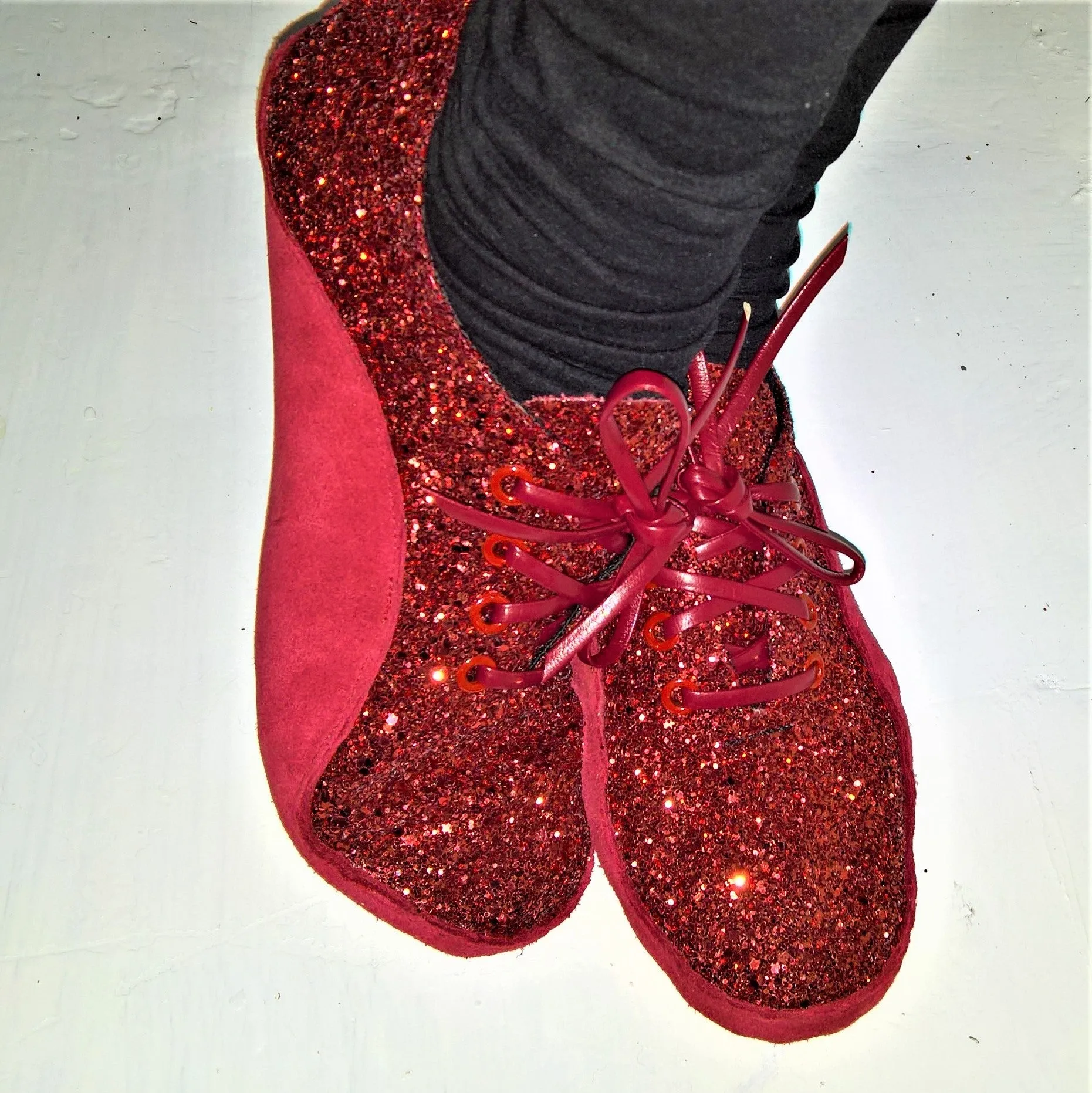 SAMPLE SALE - Red Glitter "Dorothy" Tightrope Shoes UK 4.5 /US 7