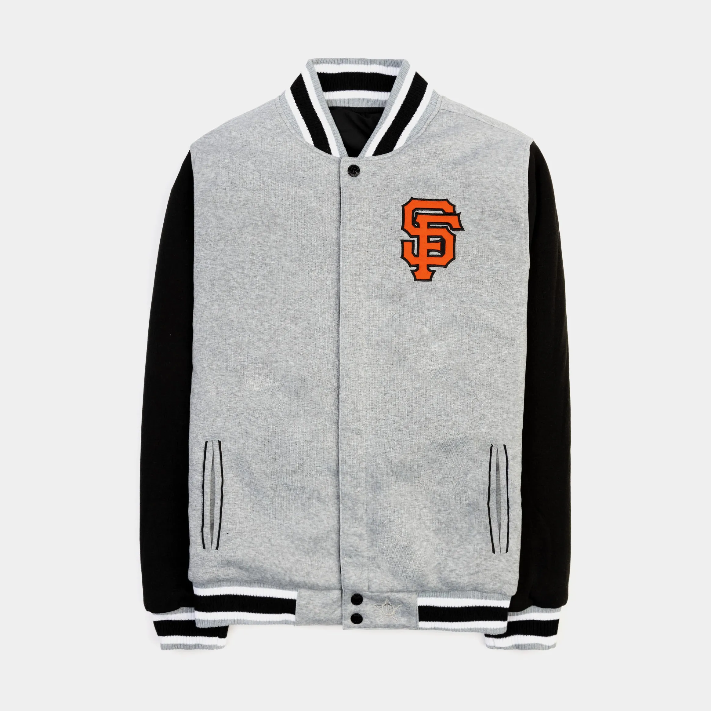 San Francisco Giants Reversible Letterman Mens Jacket (Black/Grey)