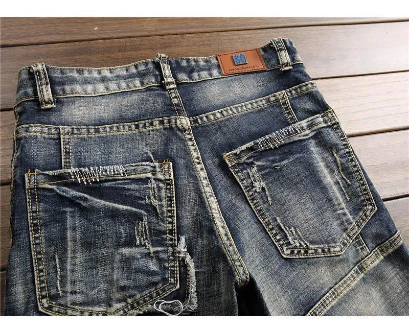 Slim Fit retro patch Denim Jeans