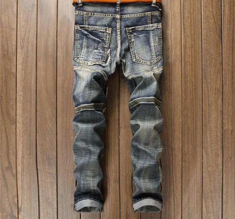 Slim Fit retro patch Denim Jeans