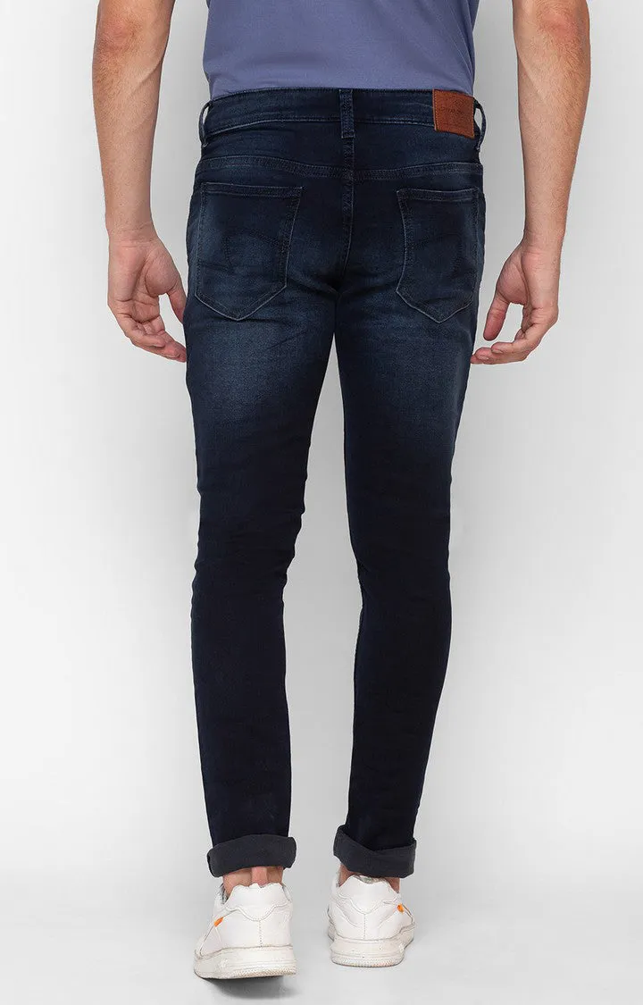 Spykar Dark Indigo Cotton Super Slim Fit Tapered Length Jeans For Men (Super Skinny)