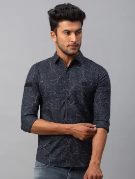 Spykar Men Black Cotton Slim Fit Shirt