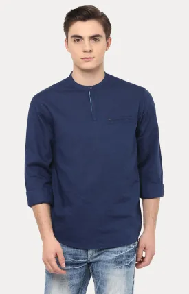 Spykar Men Blue Solid Slim Fit Casual Shirt