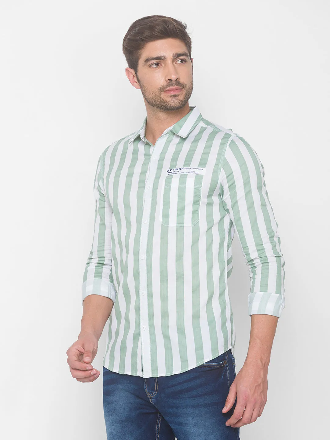 Spykar Men Dusty Pista Cotton Shirts (Slim)