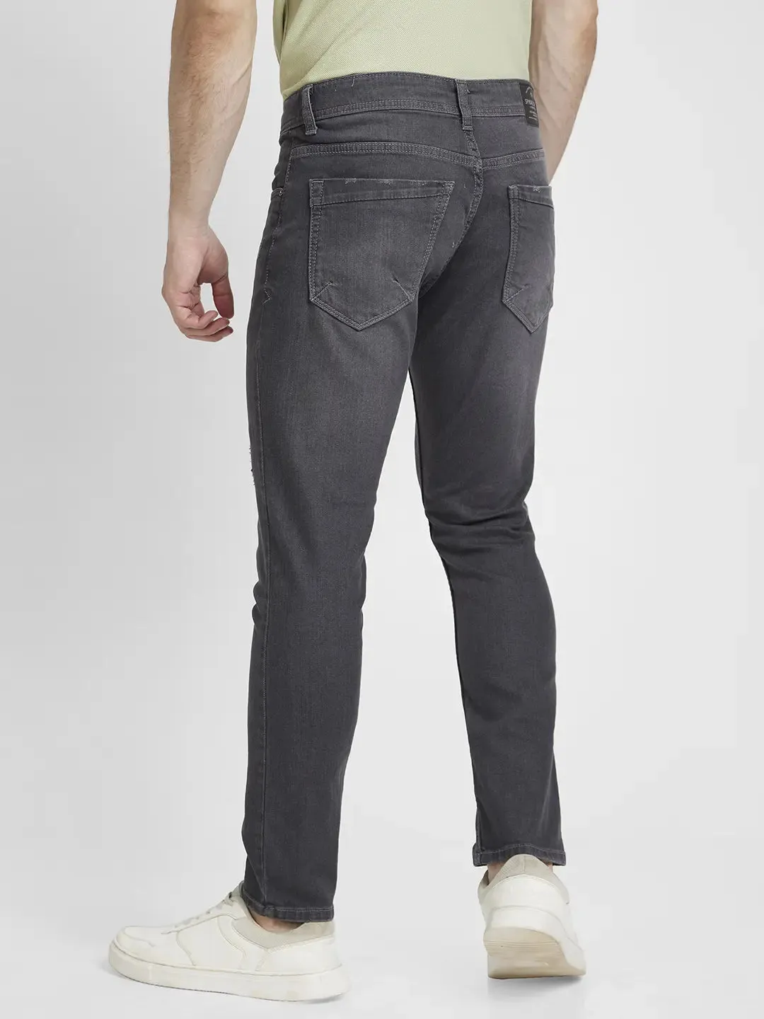 Spykar Men Grey Cotton Slim Fit Tapered Length Clean Look Mid Rise Jeans - (Kano)