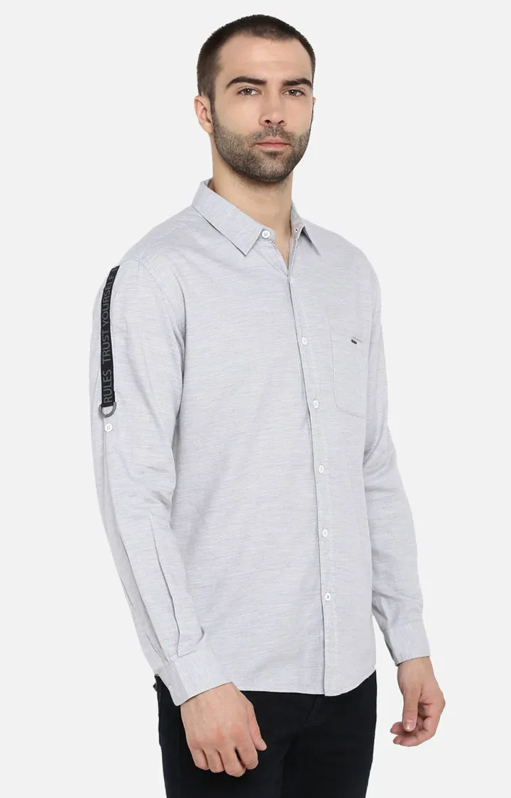 Spykar Men Grey Solid Slim Fit Casual Shirt