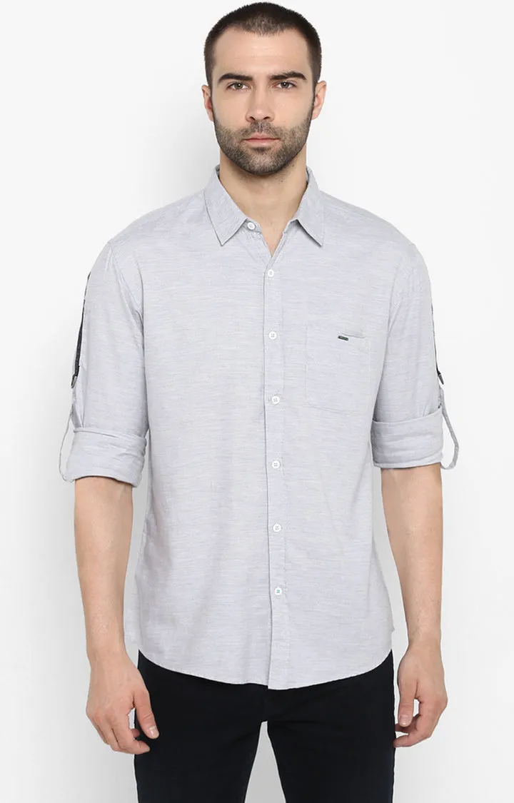 Spykar Men Grey Solid Slim Fit Casual Shirt