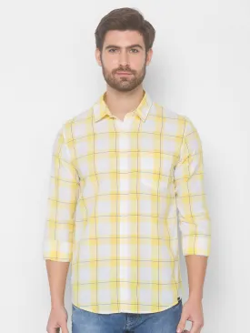 Spykar Men Lime Yellow Cotton Shirts (Slim)