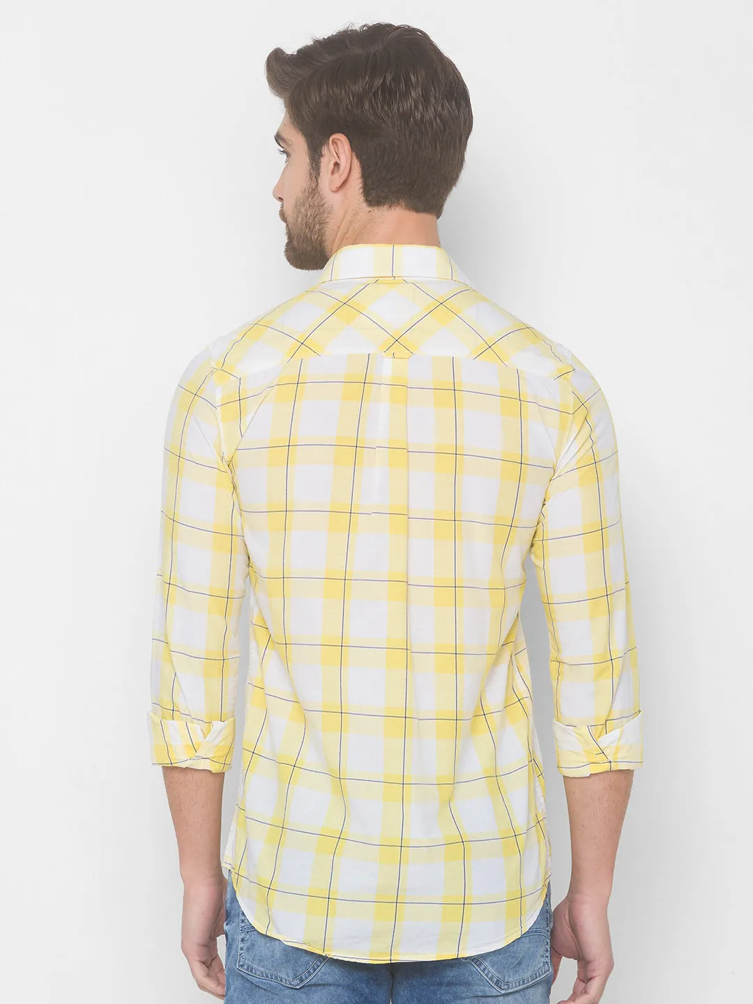 Spykar Men Lime Yellow Cotton Shirts (Slim)