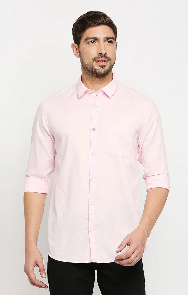 Spykar Men Pink Cotton Regular Fit Full Sleeve Casual Shirt