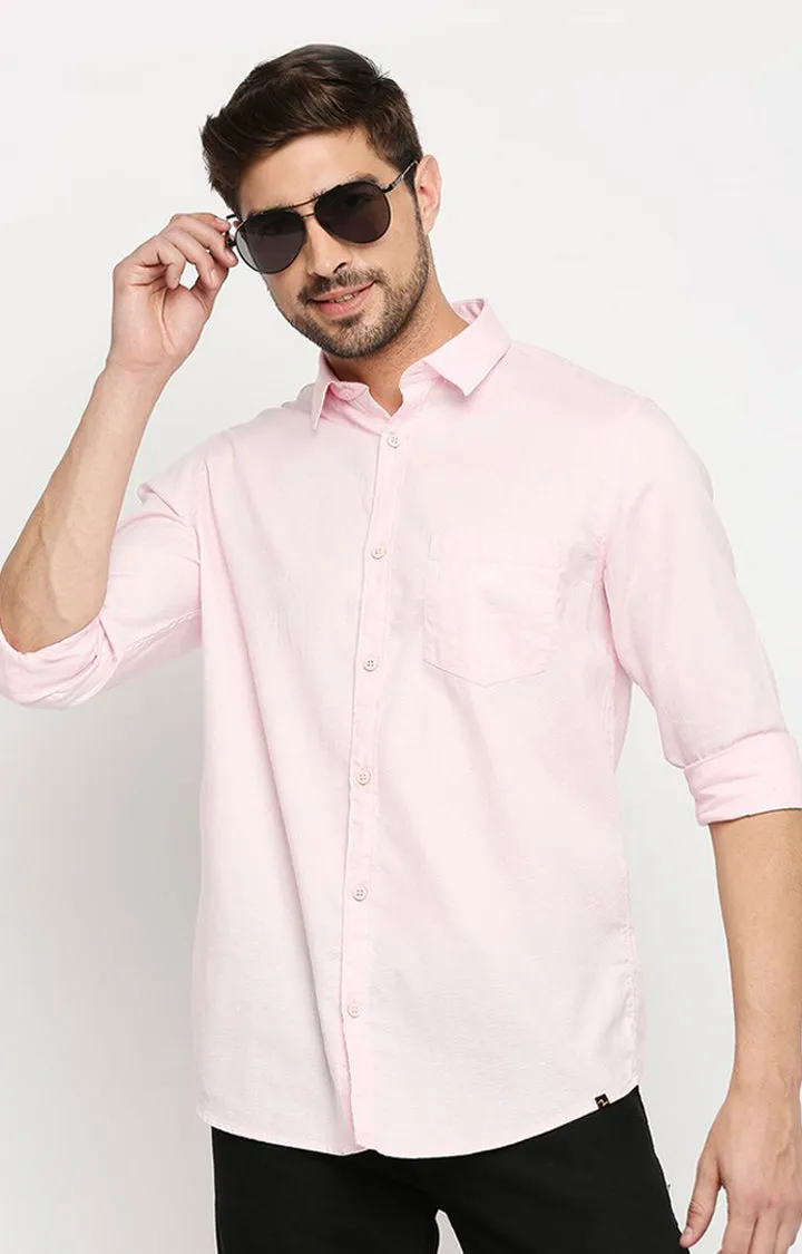 Spykar Men Pink Cotton Regular Fit Full Sleeve Casual Shirt