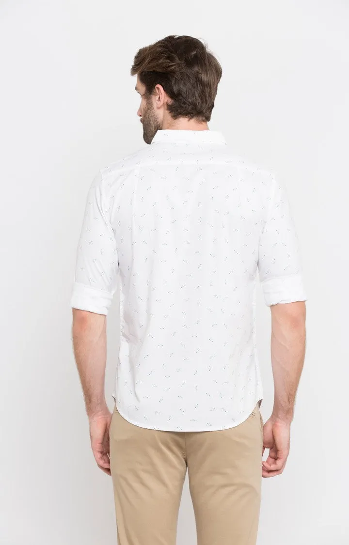 Spykar Men White Cotton Casual Shirt