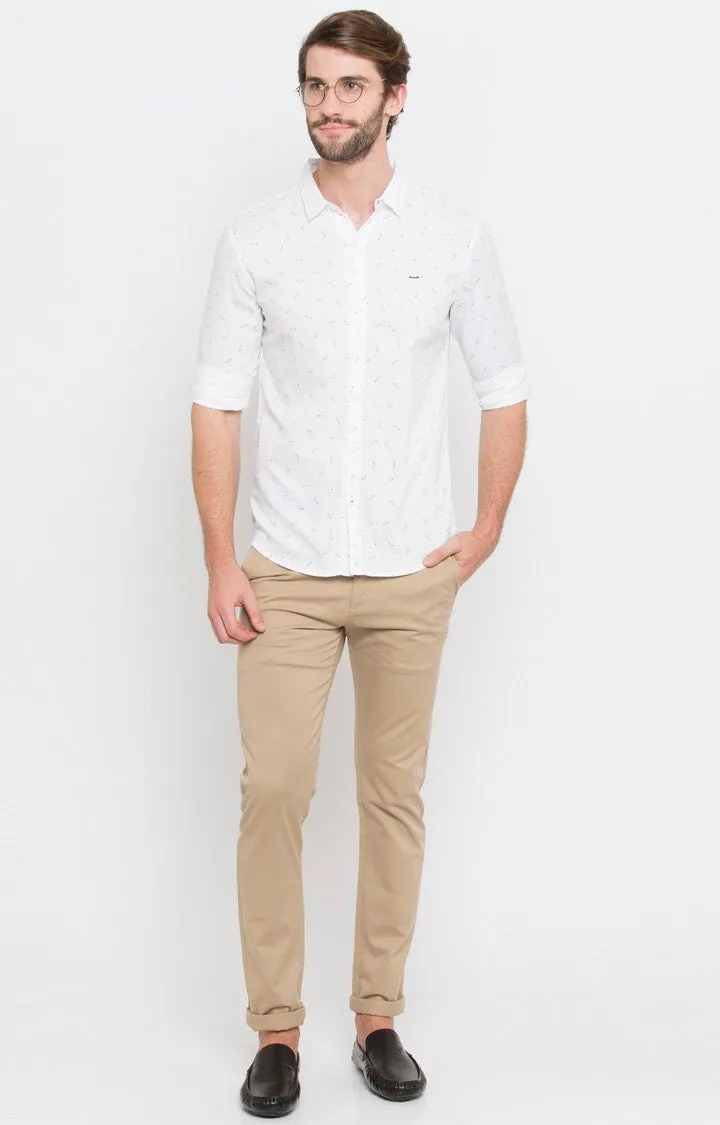 Spykar Men White Cotton Casual Shirt