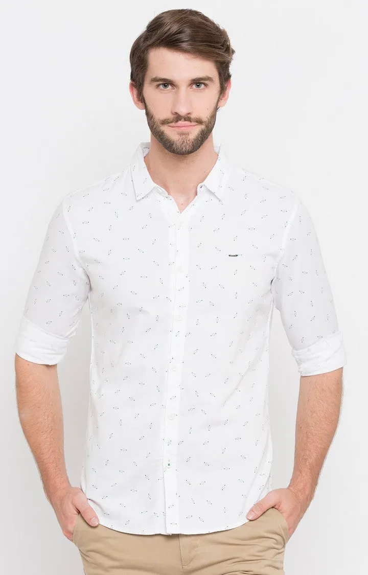 Spykar Men White Cotton Casual Shirt