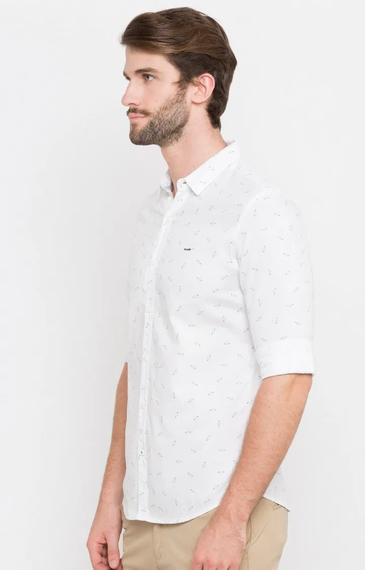 Spykar Men White Cotton Casual Shirt