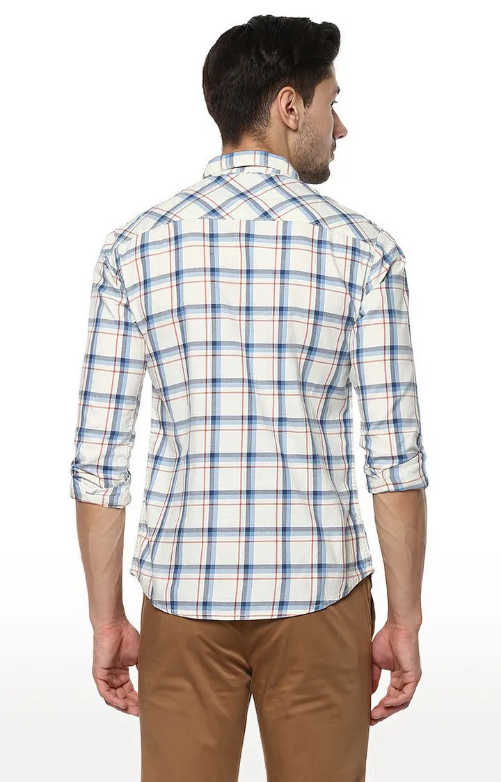 Spykar Men'S Beige Cotton Checked Casual Shirts