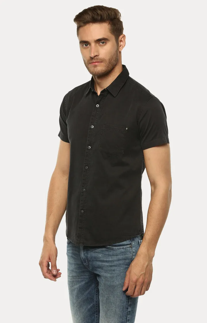 Spykar Men'S Black Cotton Solid Casual Shirts